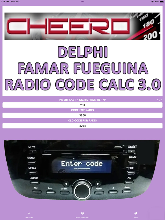 RADIO CODE for DELPHI FAMAR