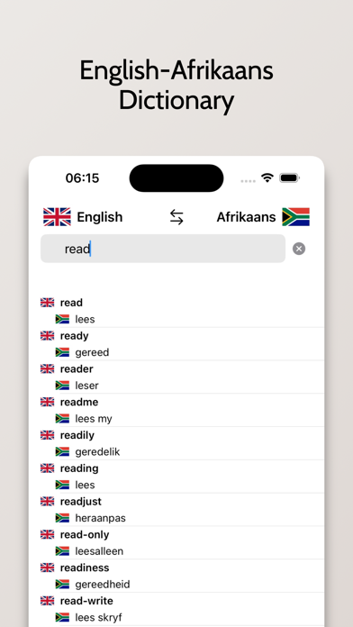 Afrikaans-English Dictionary Screenshot