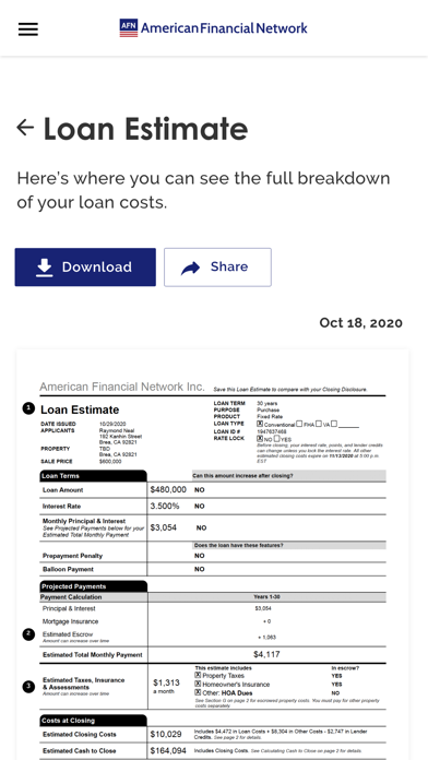 AFN Borrower Portal Screenshot
