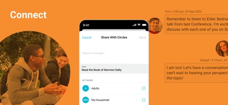 Gospel Living - Gospel Living facilite la connexion, permettant de "partager des objectifs" comme la lecture quotidienne des Écritures via l'interface 'Share With Circles' et d'engager des "conversations de groupe dynamiques" autour de sujets inspirants.