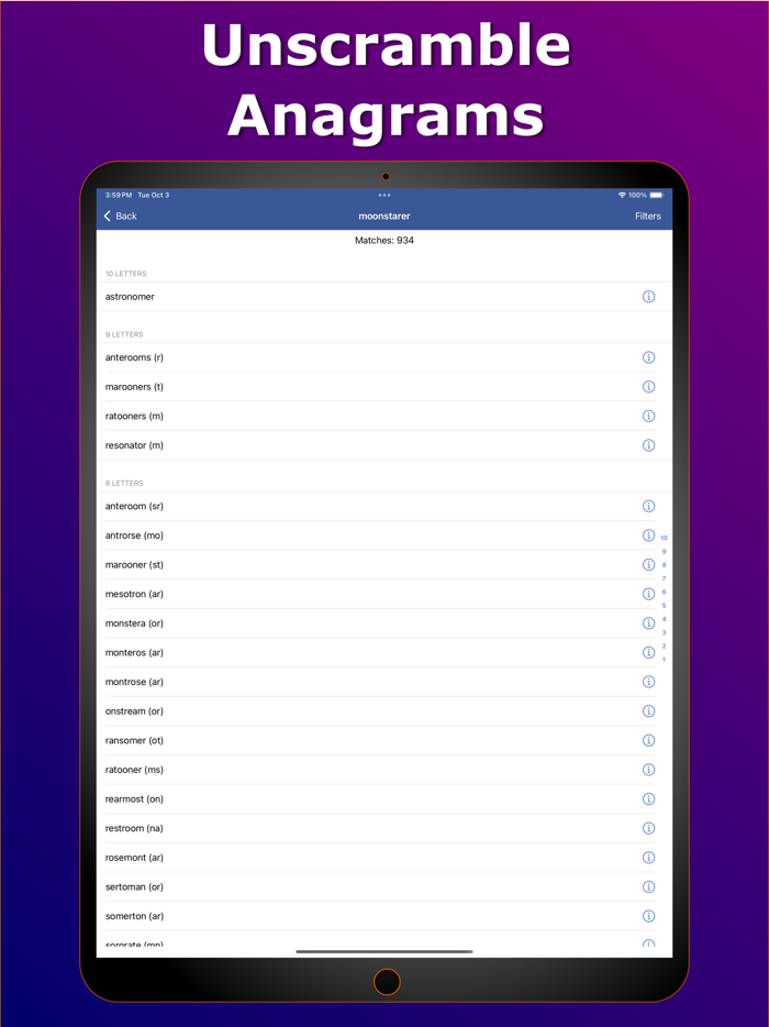 Anagram Solver - Crosswords