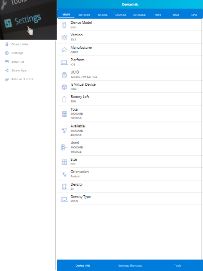 Device Settings Information