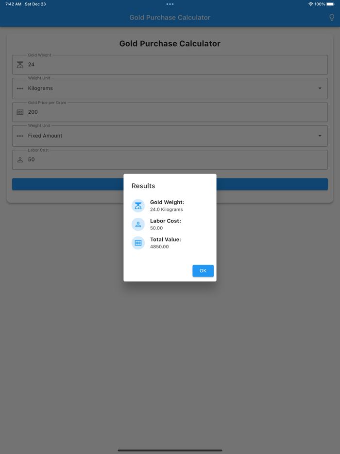 Gold Purchase Calculator