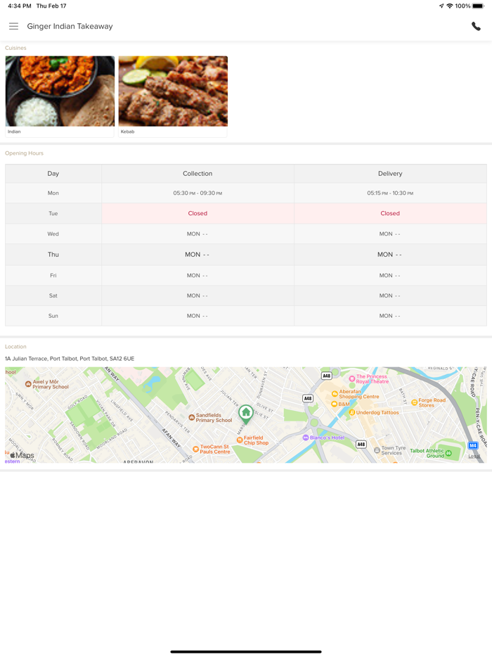 Ginger Indian Takeaway.