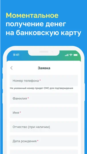 Скриншот ТезФинанс - займ гражданам СНГ на iPhone 4