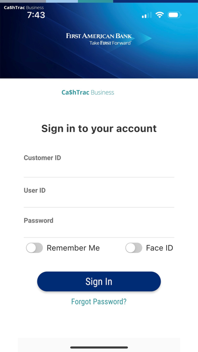 First American Bank CashTrac Screenshot