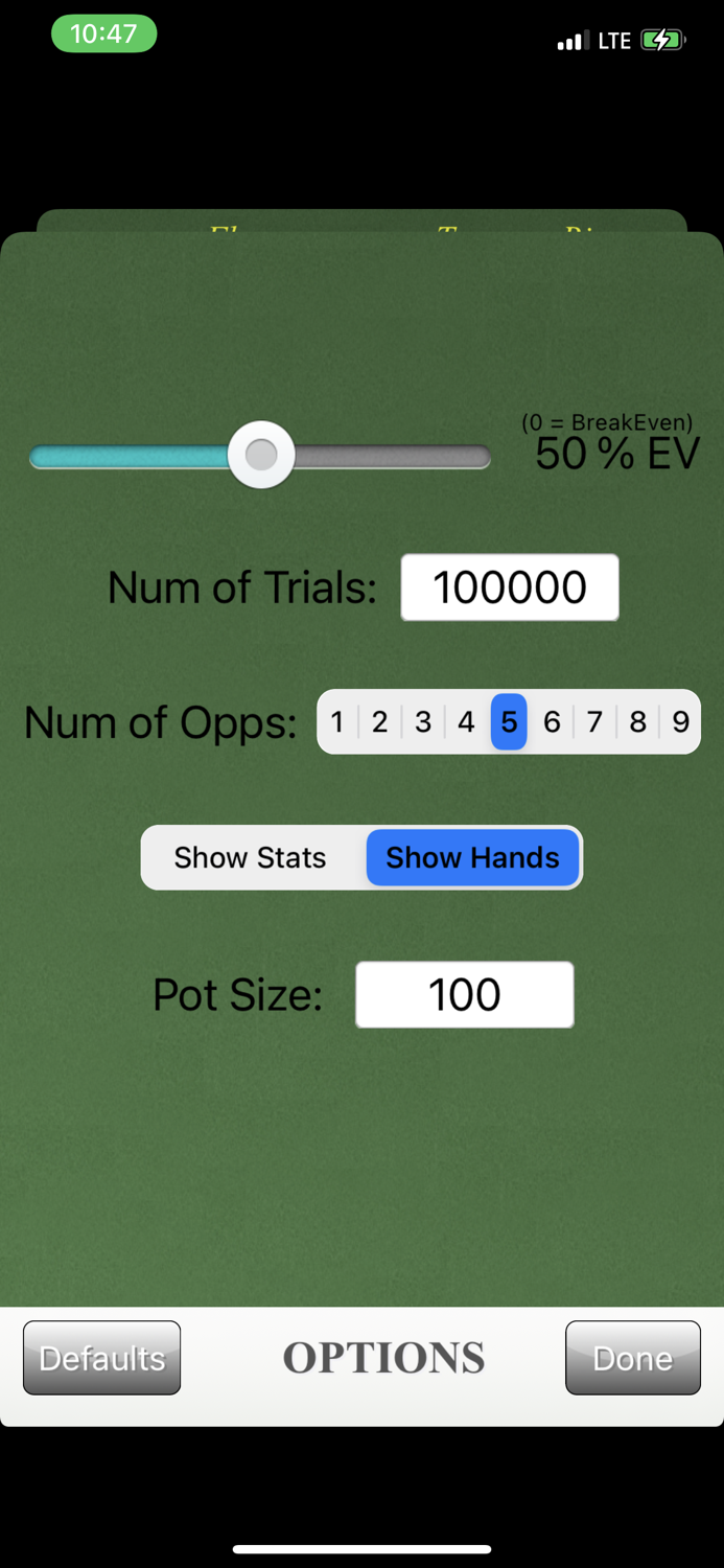 Max Bet Poker Odds Calculator