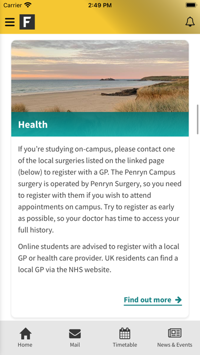 Falmouth University App Screenshot