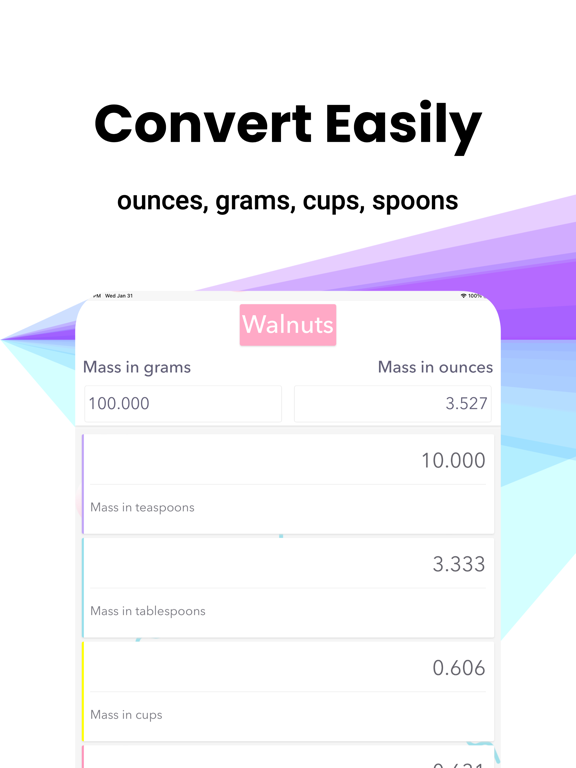 Convert grams to spoons cups Screenshots