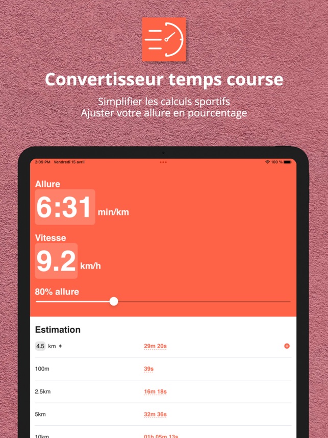 Pacevisor convertisseur course dans l'App Store