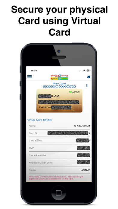 Union Bank Credit Card Screenshot