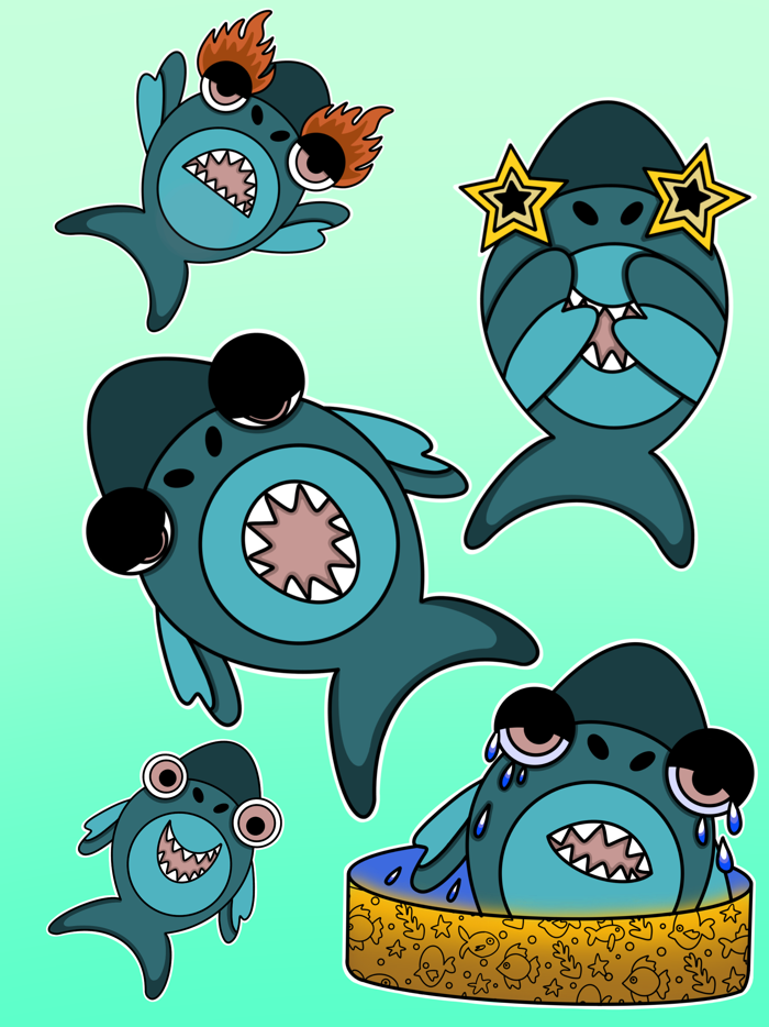Crazy Shark Stickers