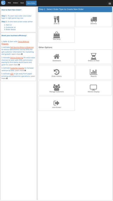 Twirll POS Restaurant Screenshot