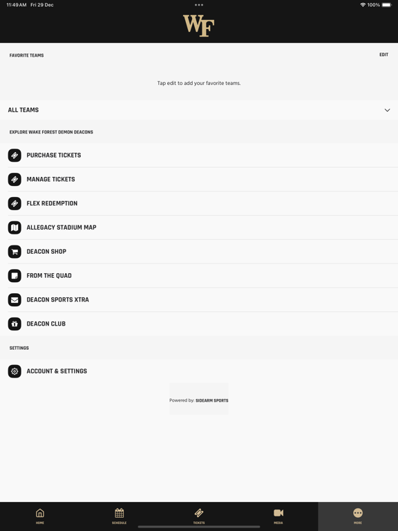Wake Forest Demon Deacons iPad screenshot 4 - Sports app