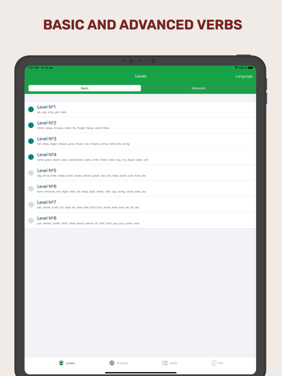 Irregular verbs English game iPad screenshot 1 - Education app