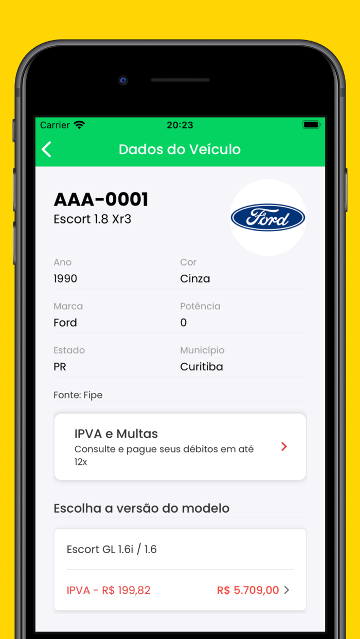 IPVA - Tabela Fipe pela placa