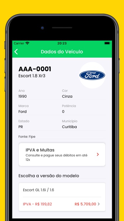 IPVA - Tabela Fipe pela placa