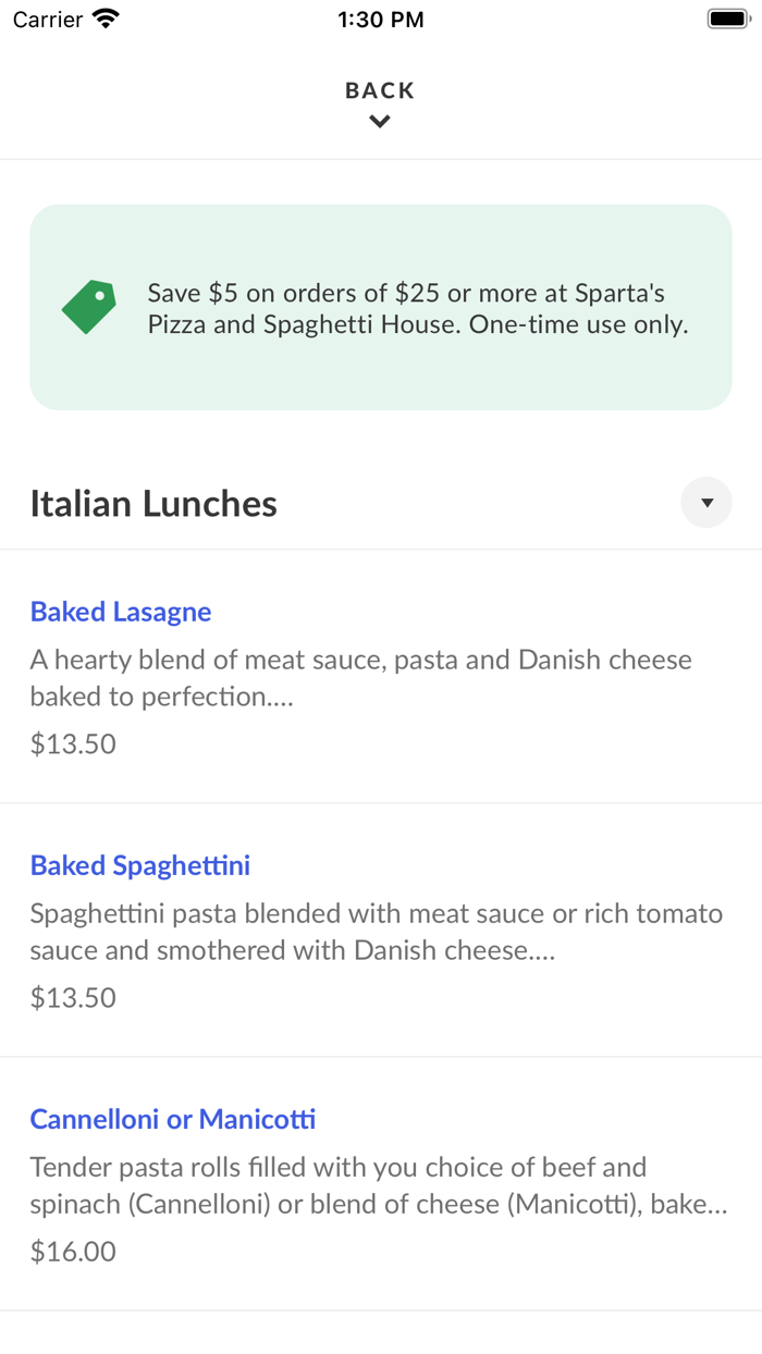 Spartas Pizza and Spaghetti