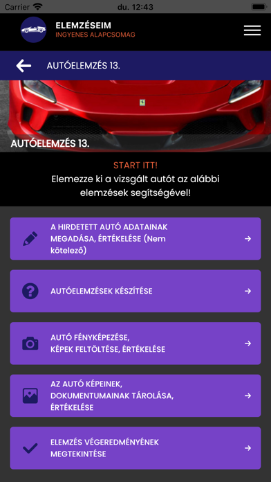 Autó Elemző Rendszer Screenshot