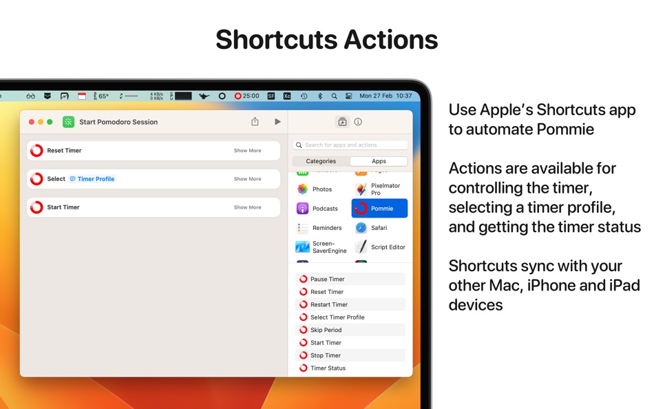 #4. Pommie - Pomodoro Timer (macOS) 由: Geoff Hackworth
