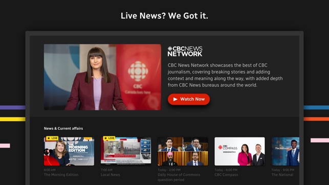 CBC Gem Shows Live TV on the App Store
