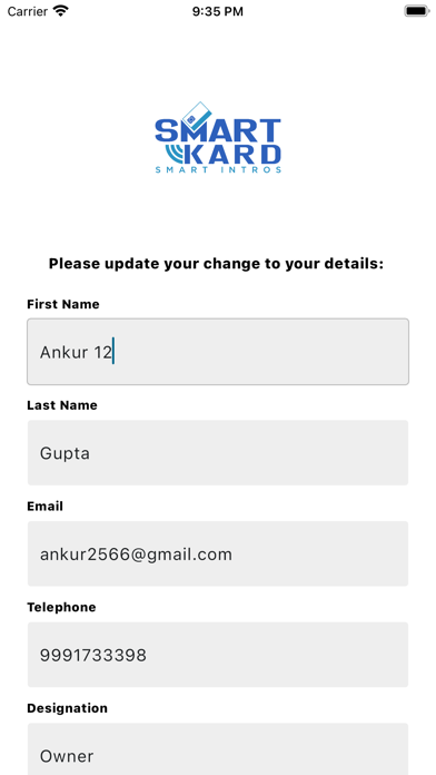 SmartKard - NFC Business Cards Screenshot