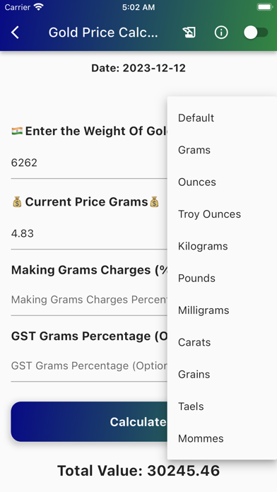 Indian Gold Price Calculator Screenshot