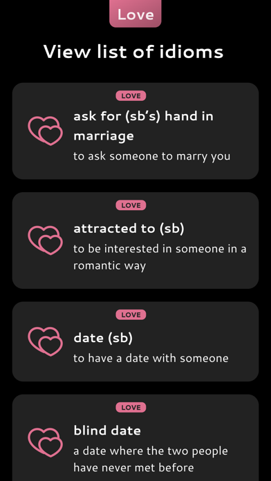 English Love Idioms Screenshot