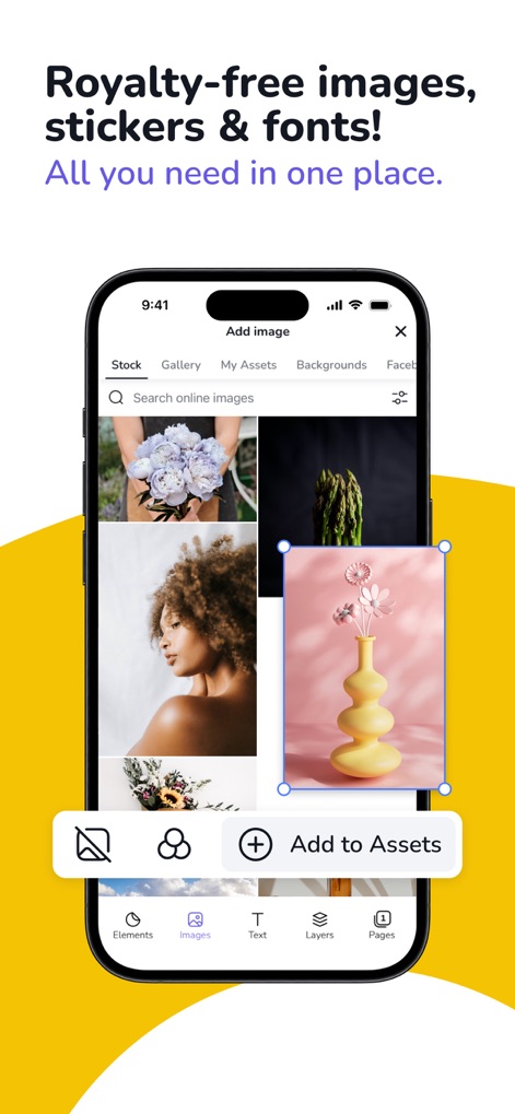 Book Cover Maker by Desygne‪r - Examine the integrated image search functionality and extensive royalty-free asset selection, providing users with endless creative resources.