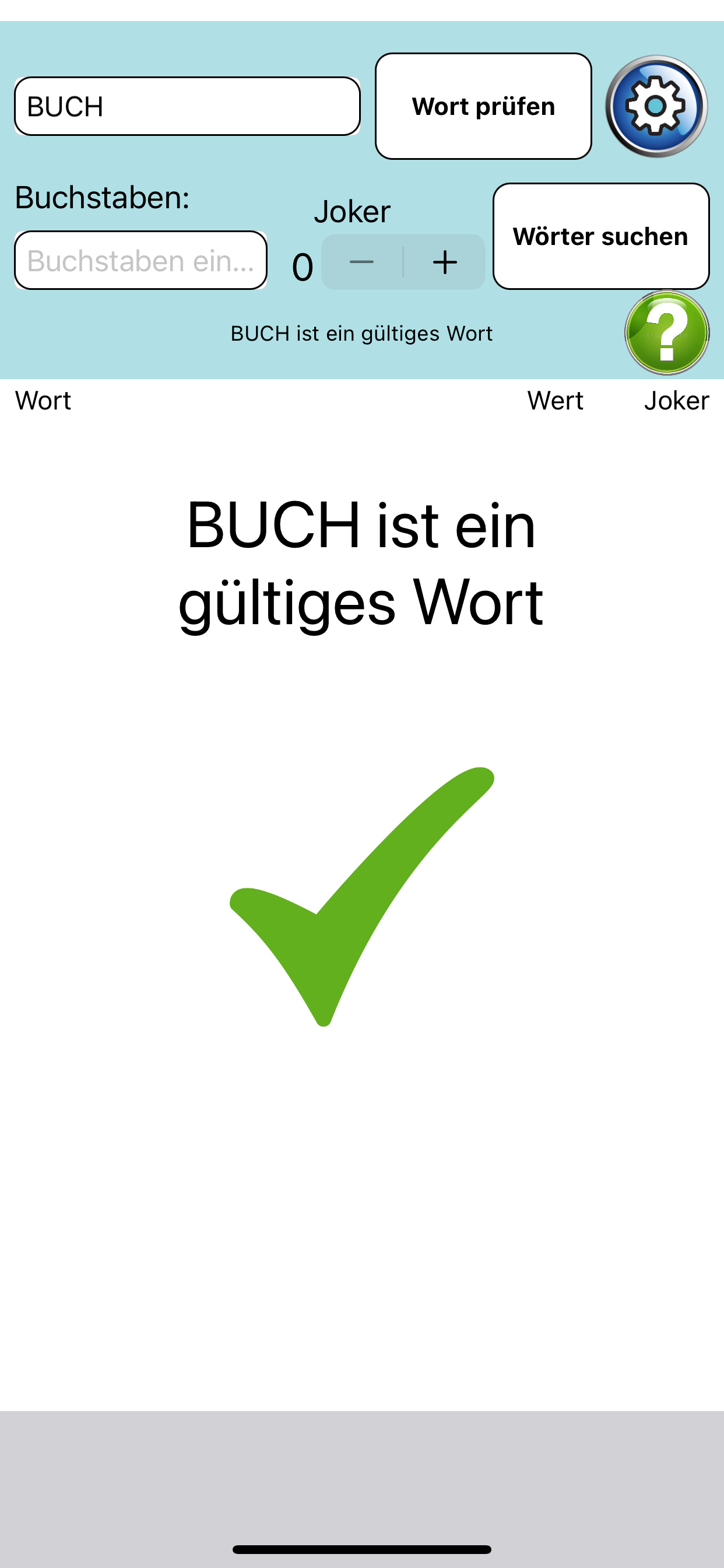 Suche und prüfe Wörter