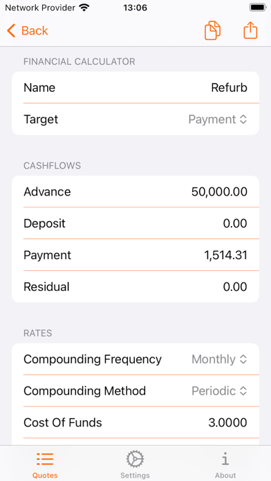 Loan & Lease Calculator Screenshot