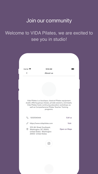 VIDA Pilates Booking Screenshot