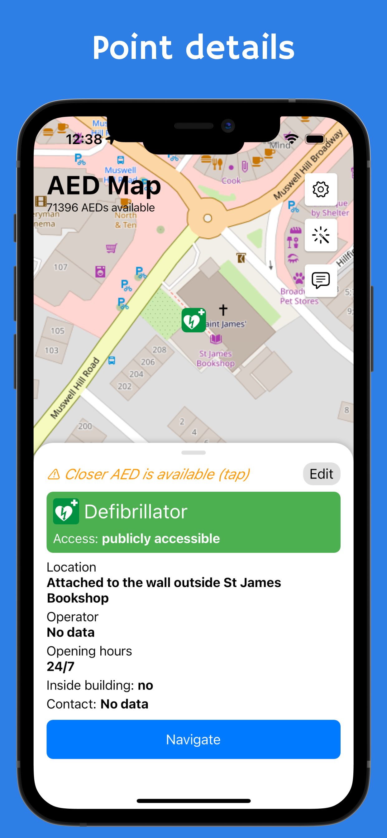 AED map - defibrillators