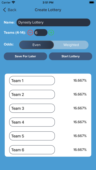 Dynasty Draft Lottery Screenshot