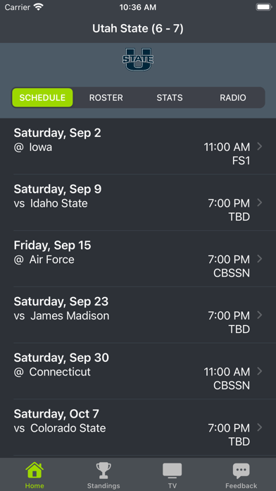 Screenshot #1 pour Utah State Football Schedules