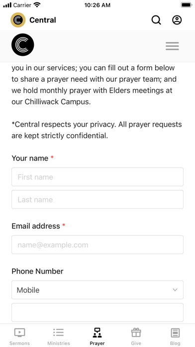 Central Community Church Screenshot
