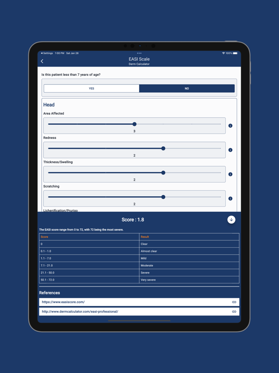 Derm Calculator iPad screenshot 5 - Medical app