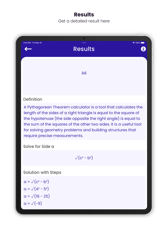 Pythagorean Theorem Calc App screenshot 3