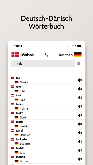 Dänisch-Deutsch Wörterbuch Screenshot