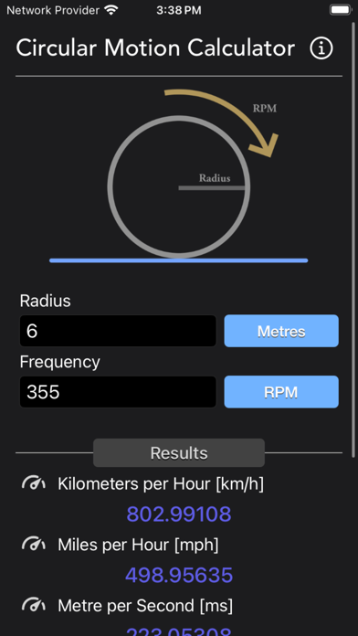 Circular Motion Calculator Screenshot
