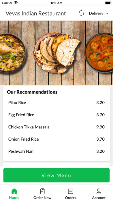 Vevas Indian Restaurant Screenshot
