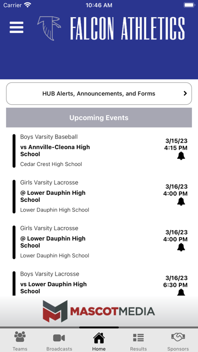 Cedar Crest Falcons Athletics Screenshot