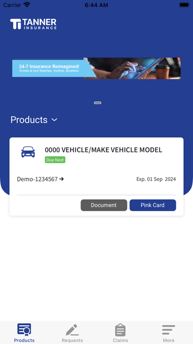 MyTanner Insurance Screenshot