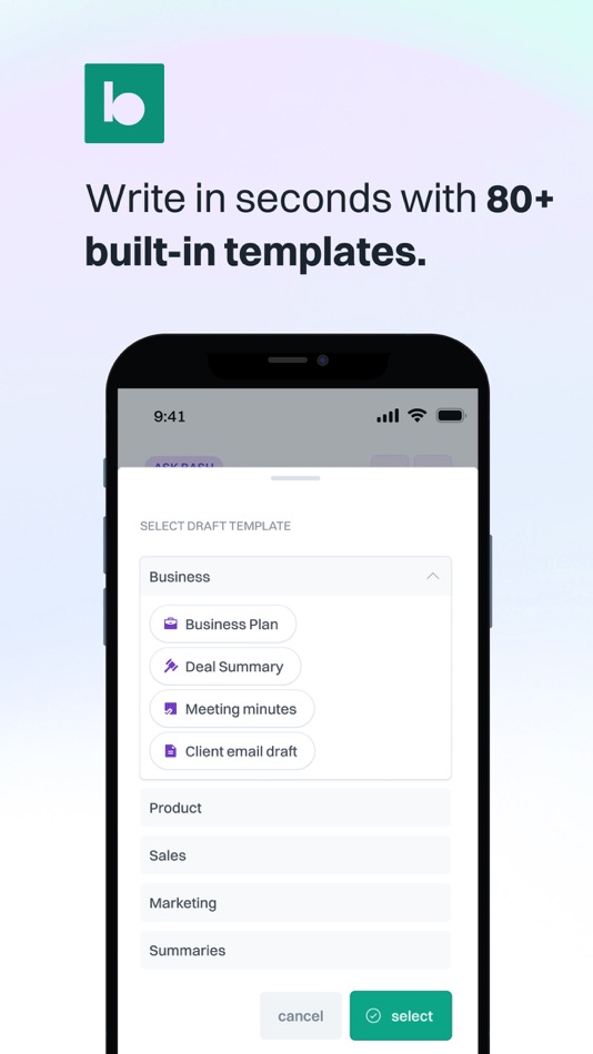 #1. Bash AI - read, write & share (iOS) 由: Bash Technologies