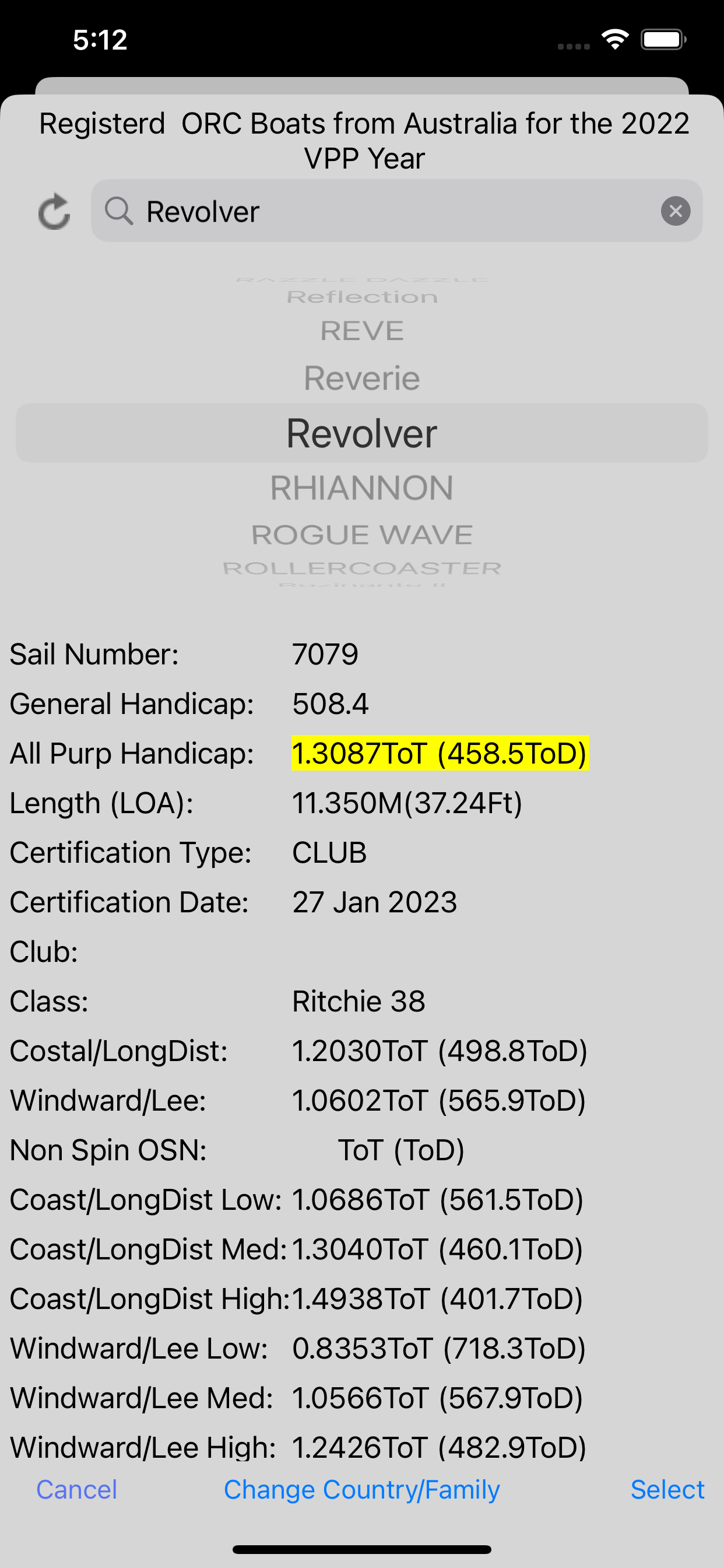 Sailing Handicap Calculator