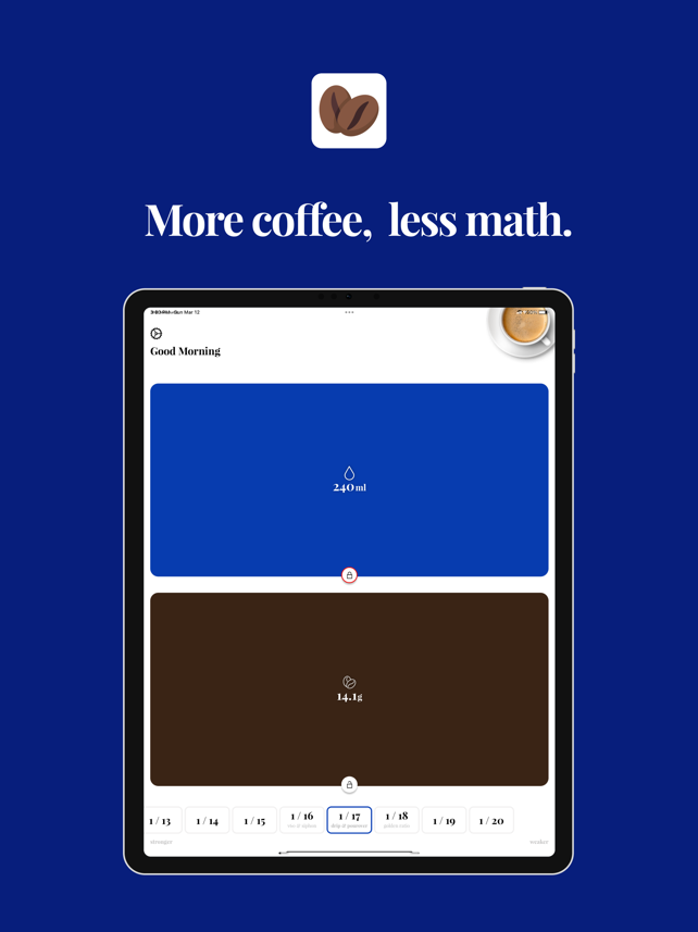 Coffee Brew Ratio Calculator Screenshot