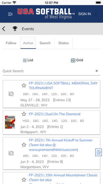 West Virginia Softball Screenshot