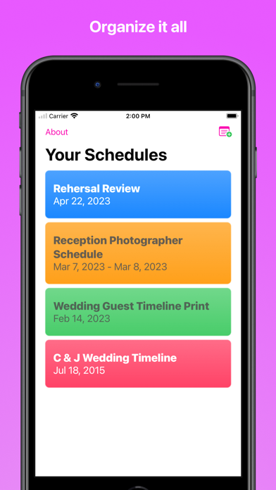 Wedding Schedule Maker Screenshot