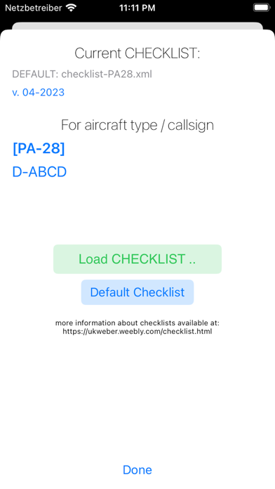 Pilot's Checklist Screenshot