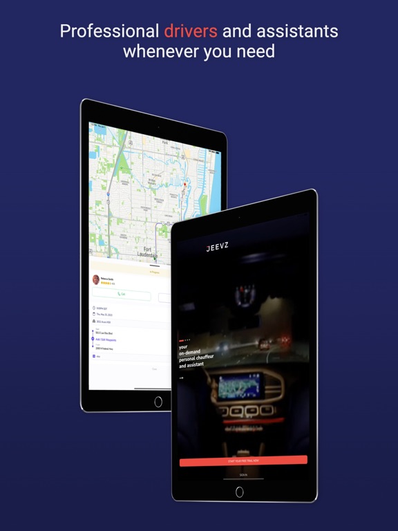 Jeevz - Personal Driver iPad screenshot 1 - Lifestyle app